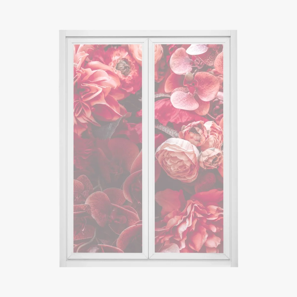 Adesivo per finestra composizione floreale rossa e lussuosa • Wallissimo® Adesivo per finestra composizione floreale rossa e lussuosa • Wallissimo®