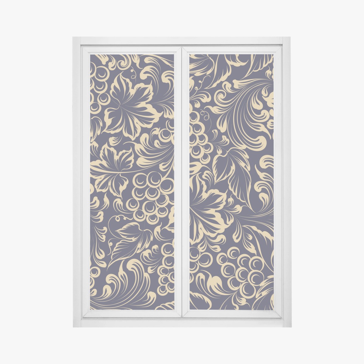 Adesivo per finestra elegante motivo barocco con grappoli d'uva • Wallissimo® Adesivo per finestra elegante motivo barocco con grappoli d'uva • Wallissimo®