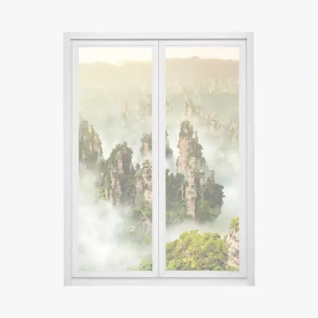 Adesivo per finestra panorama mistico dei pinnacoli di Zhangjiajie • Wallissimo®