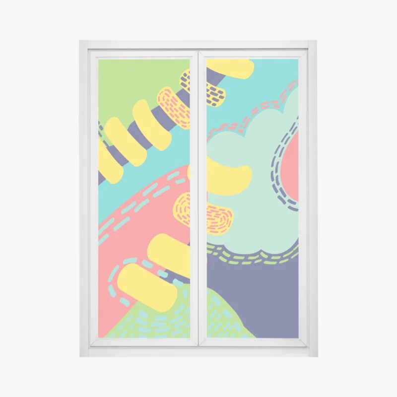 Adesivo per finestra esplosione astratta di colori e forme organiche