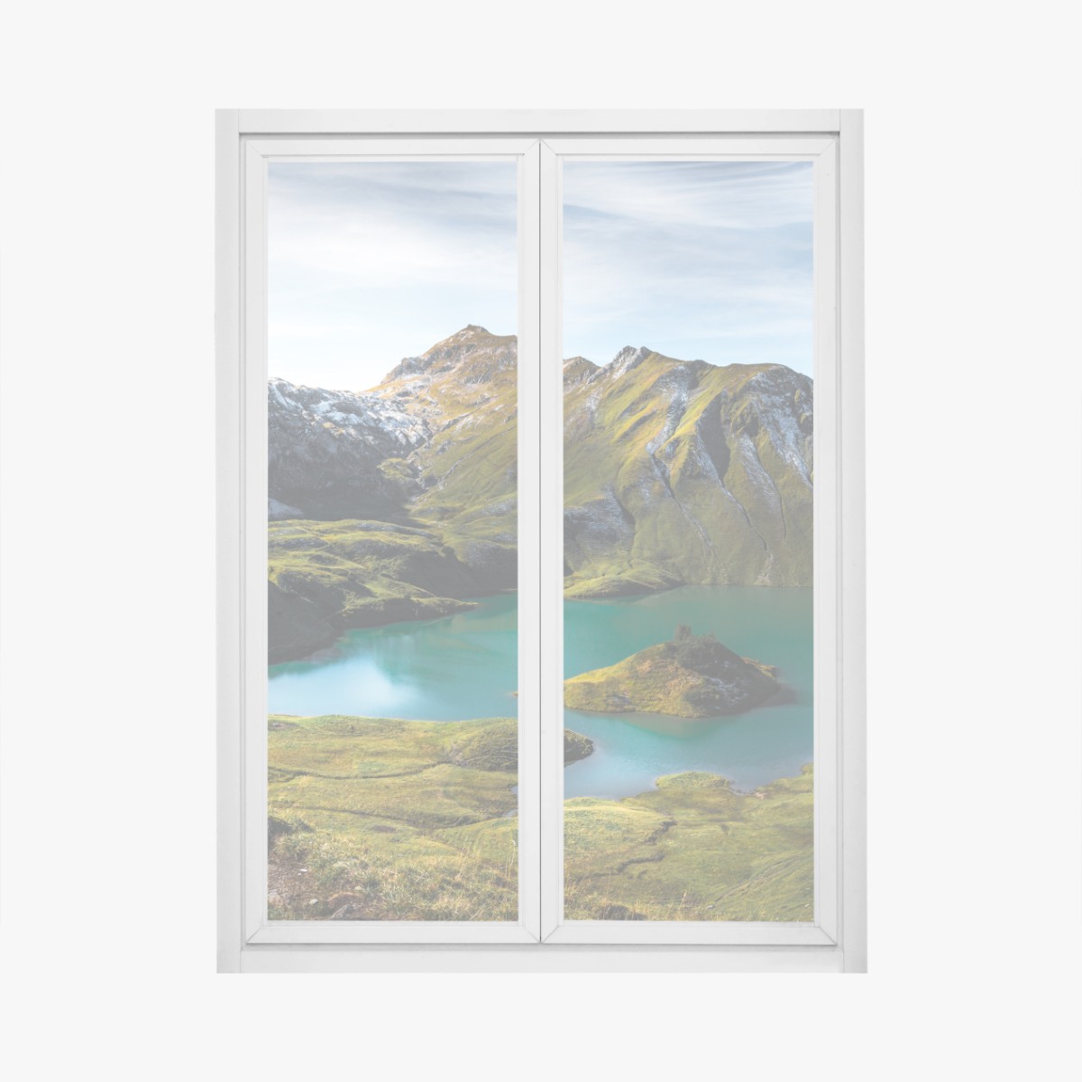 Adesivo per finestra panorama alpino sul Lago Schrecksee • Wallissimo®