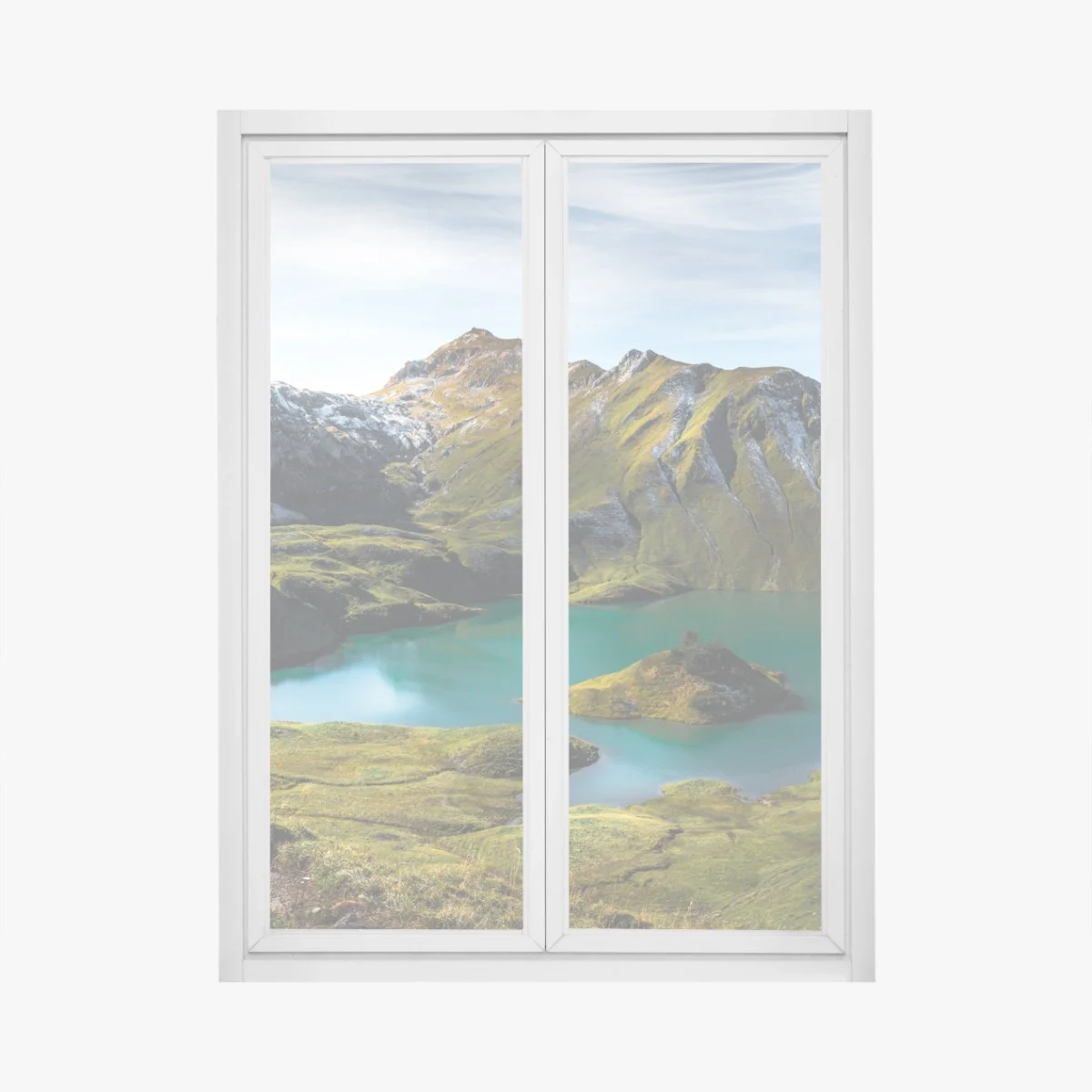 Adesivo per finestra panorama alpino sul Lago Schrecksee • Wallissimo® Adesivo per finestra panorama alpino sul Lago Schrecksee • Wallissimo®