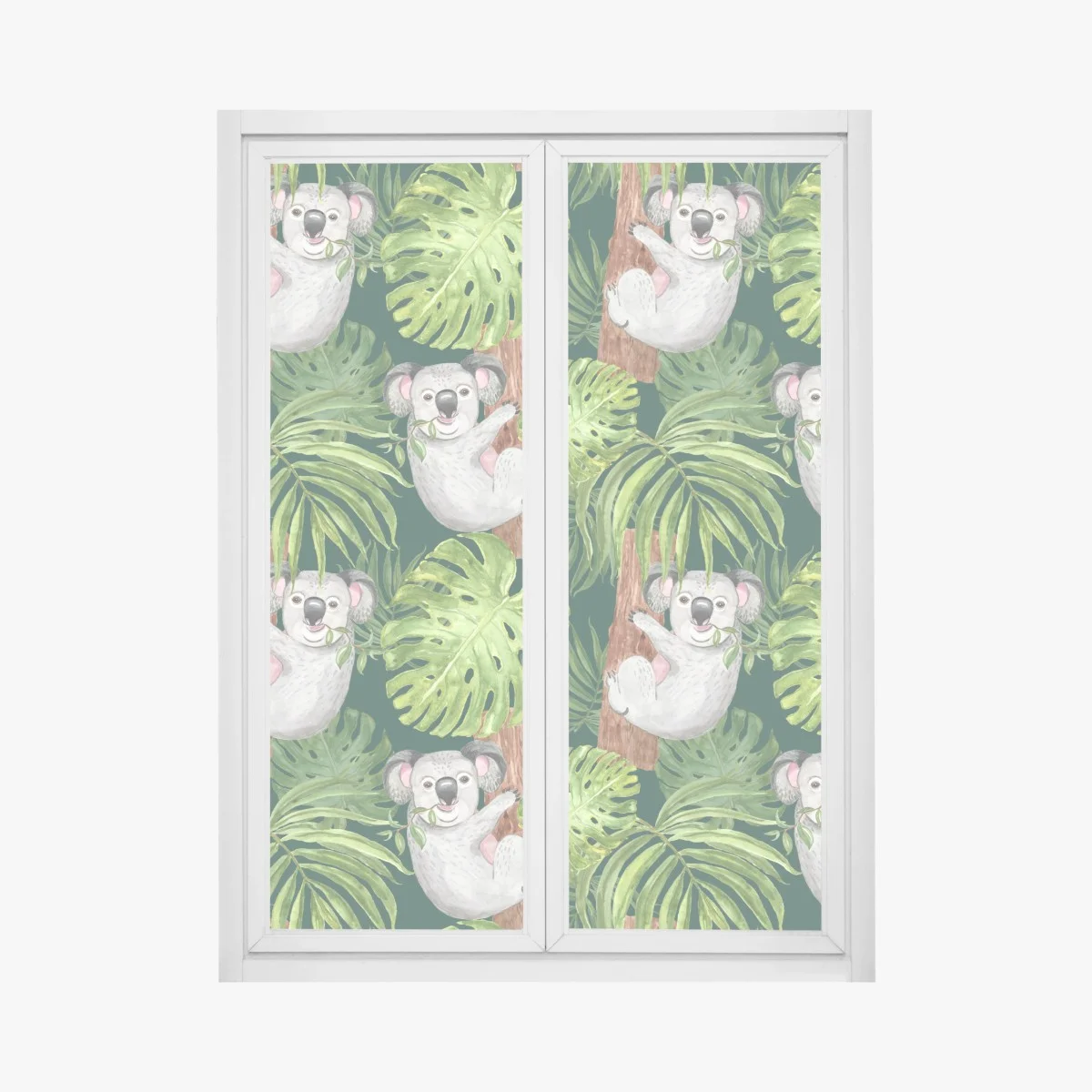 Adesivo per finestra koala nella giungla tropicale • Wallissimo® Adesivo per finestra koala nella giungla tropicale • Wallissimo®