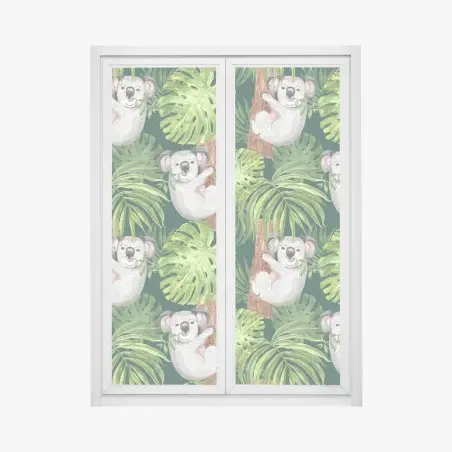 Adesivo per finestra koala nella giungla tropicale • Wallissimo®