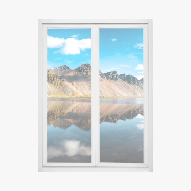 Adesivo per finestra riflessi di Vestrahorn sulla costa islandese