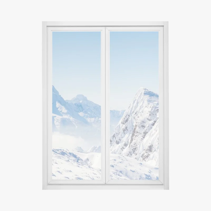 Adesivo per finestra vette innevate all'orizzonte