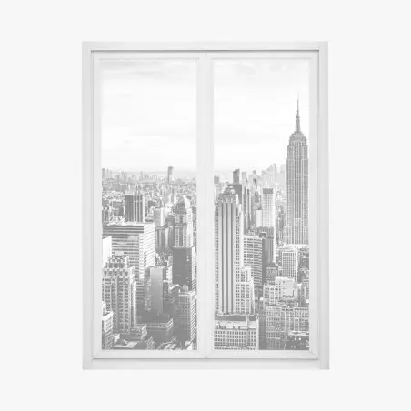 Adesivo per finestra panorama urbano di New York in bianco e nero • Wallissimo®