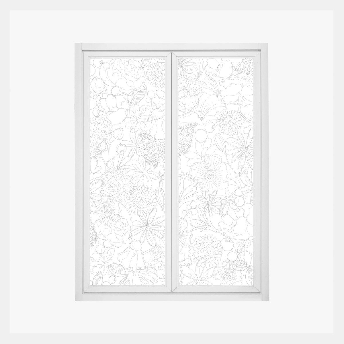 Adesivo per finestra motivo floreale a linee sottili • Wallissimo®
