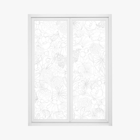 Adesivo per finestra motivo floreale a linee sottili • Wallissimo®