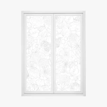 Adesivo per finestra motivo floreale a linee sottili • Wallissimo®