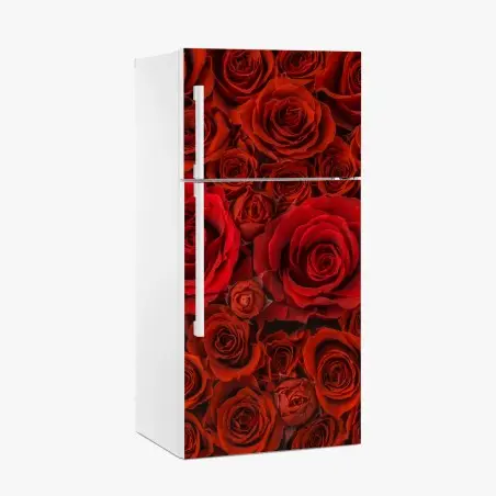 Adesivo per frigorifero mosaico di rose rosse • Wallissimo®