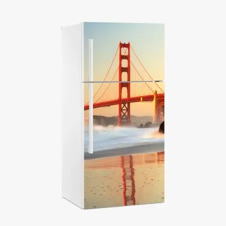 Adesivo per frigorifero stampa artistica ponte Golden Gate al tramonto • Wallissimo®