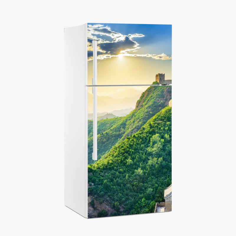 Adesivo per frigorifero panorama epico della Grande Muraglia Cinese al tramonto