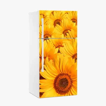 Adesivo per frigorifero esplosione di girasoli dorati • Wallissimo®