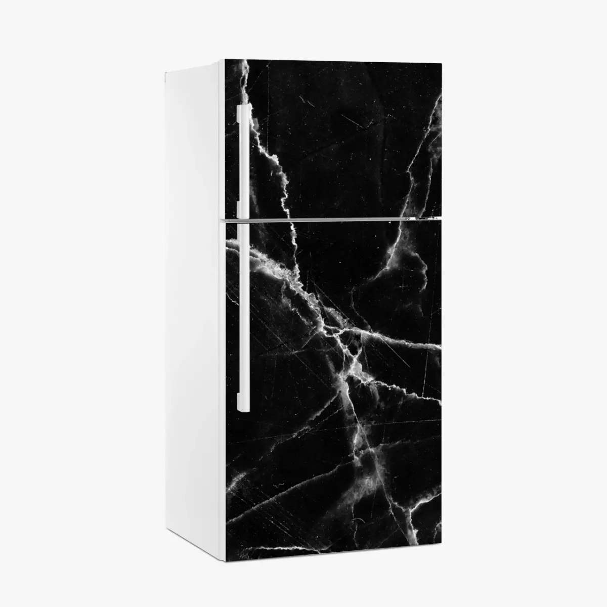 Adesivo per frigorifero marmo nero venato sofisticato • Wallissimo®