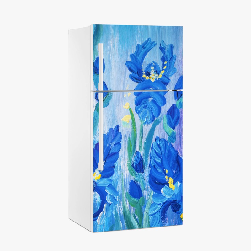 Adesivo per frigorifero fioritura di iris blu