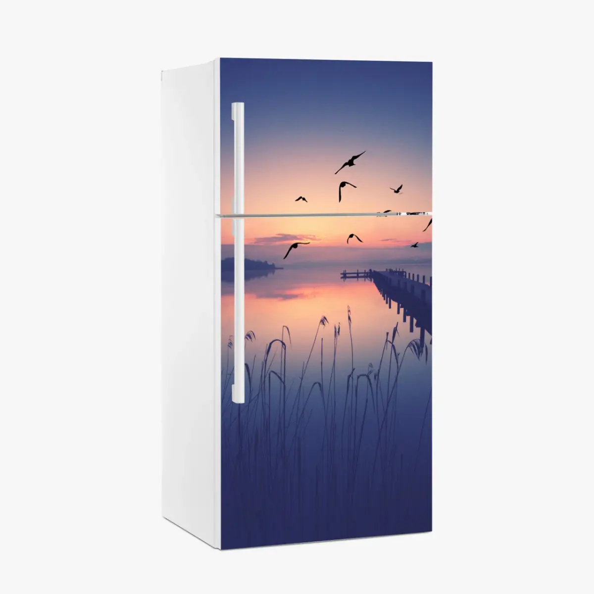 Adesivo per frigorifero molo al tramonto • Wallissimo®