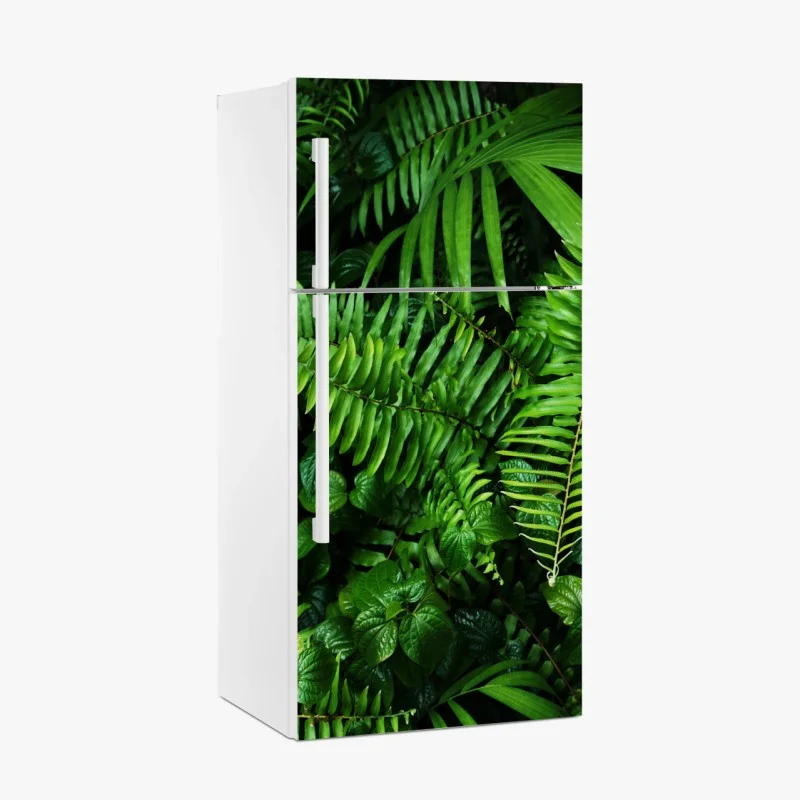 Adesivo per frigorifero parete verde di felci tropicali