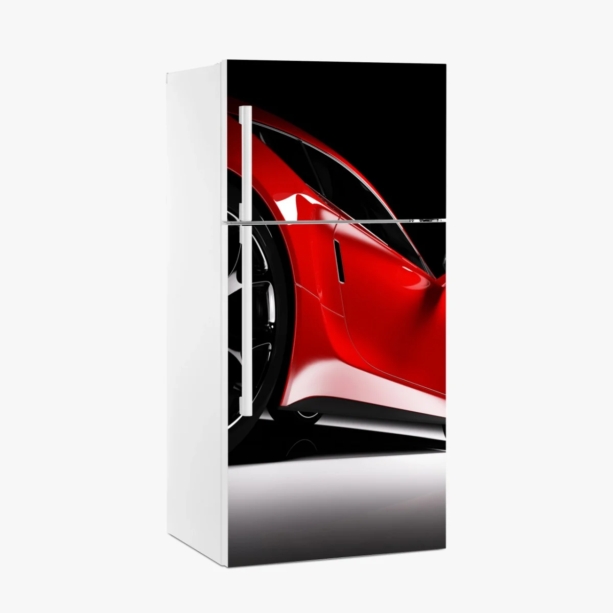 Adesivo per frigorifero profilo dinamico di una coupé rossa • Wallissimo® Adesivo per frigorifero profilo dinamico di una coupé rossa • Wallissimo®