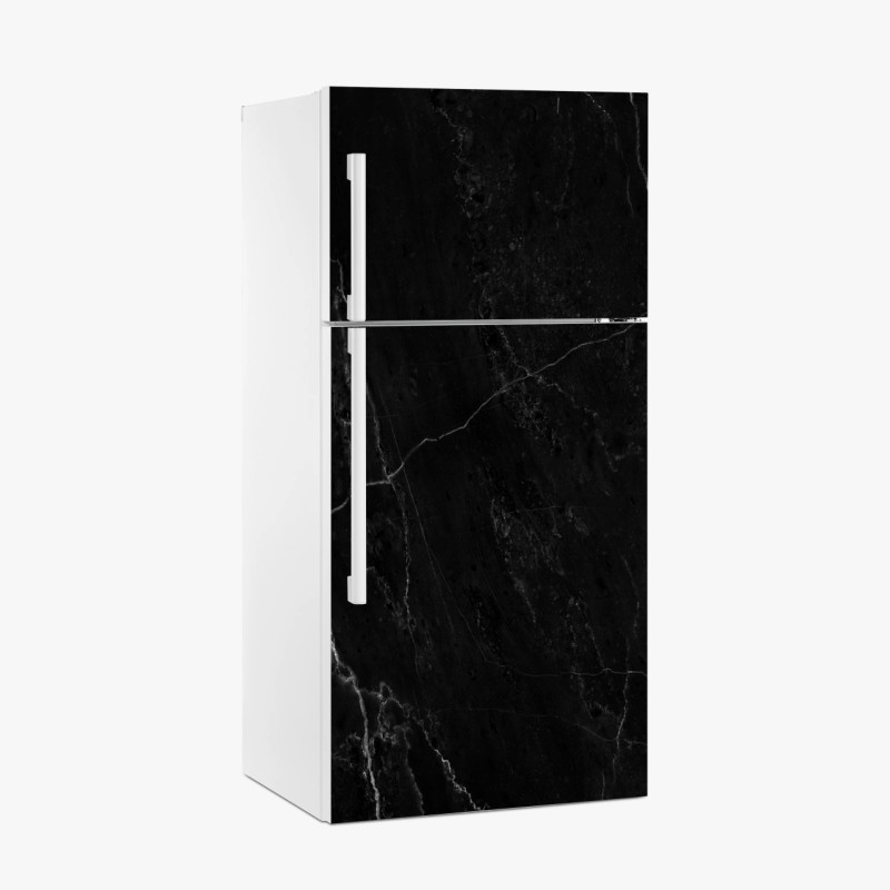 Adesivo per frigorifero marmo nero elegante con venature bianche