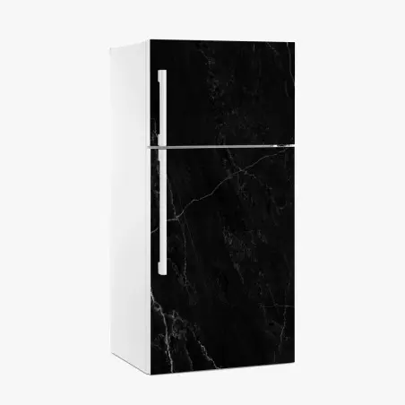 Adesivo per frigorifero marmo nero elegante con venature bianche • Wallissimo®