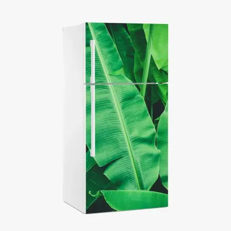 Adesivo per frigorifero composizione di foglie di banano tropicali • Wallissimo®