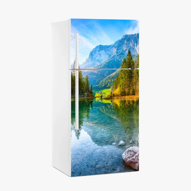 Adesivo per frigorifero tramonto autunnale sul lago Hintersee