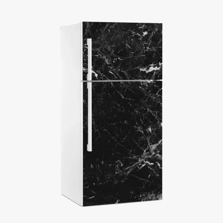 Adesivo per frigorifero elegante marmo nero dalle venature bianche • Wallissimo®