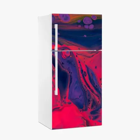 Adesivo per frigorifero effetto marmorizzato magenta e viola • Wallissimo®