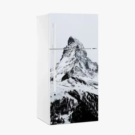 Adesivo per frigorifero maestosa cima innevata • Wallissimo®
