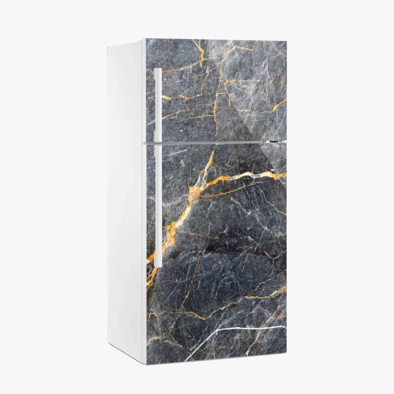 Adesivo per frigorifero marmo grigio con venature dorate