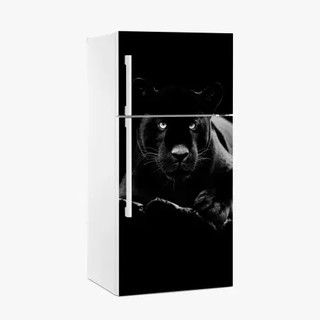 Adesivo per frigorifero pantera nera dallo sguardo ipnotico • Wallissimo®