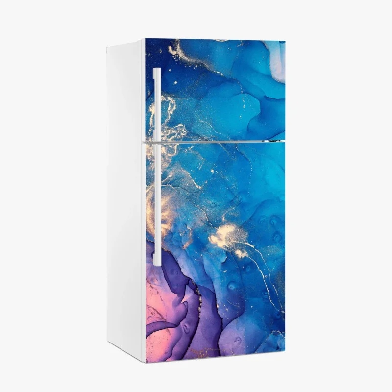 Adesivo per frigorifero marmo cosmico blu e oro