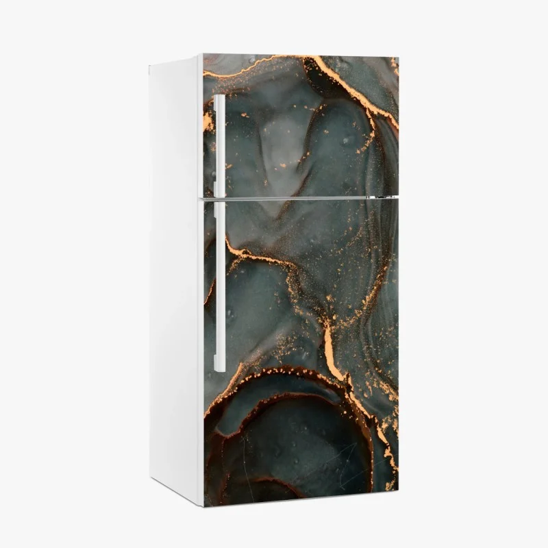 Adesivo per frigorifero onde dorate astratte