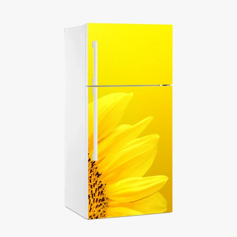 Adesivo per frigorifero girasole luminoso su sfondo giallo
