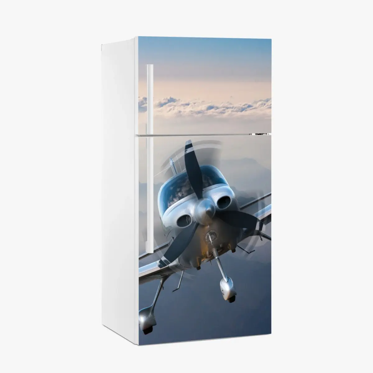 Adesivo per frigorifero aeroplano elegante in volo sopra le montagne • Wallissimo® Adesivo per frigorifero aeroplano elegante in volo sopra le montagne • Wallissimo®