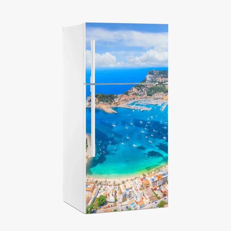 Adesivo per frigorifero panorama aereo della baia di Port de Sóller, Maiorca
