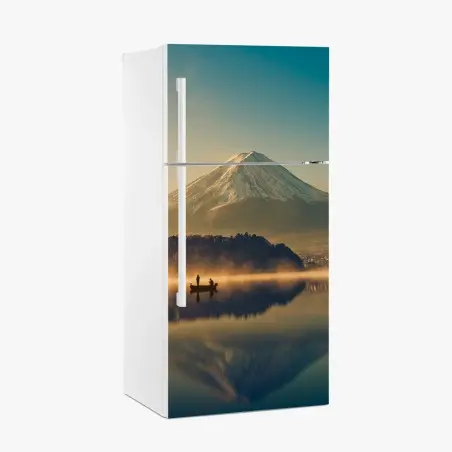 Adesivo per frigorifero mattina dorata sul Monte Fuji e sul Lago Kawaguchiko • Wallissimo®