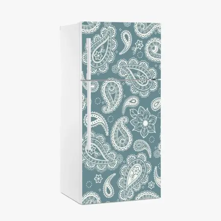 Adesivo per frigorifero motivo paisley turchese elegante • Wallissimo®