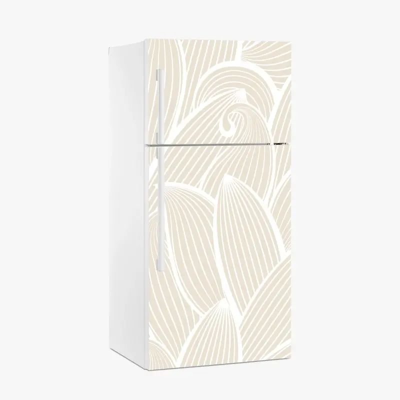Adesivo per frigorifero motivo a foglie minimalista beige e bianco