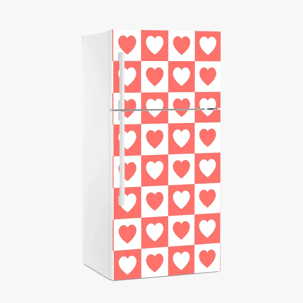 Adesivo per frigorifero motivo a scacchi con cuori rosa • Wallissimo® Adesivo per frigorifero motivo a scacchi con cuori rosa • Wallissimo®