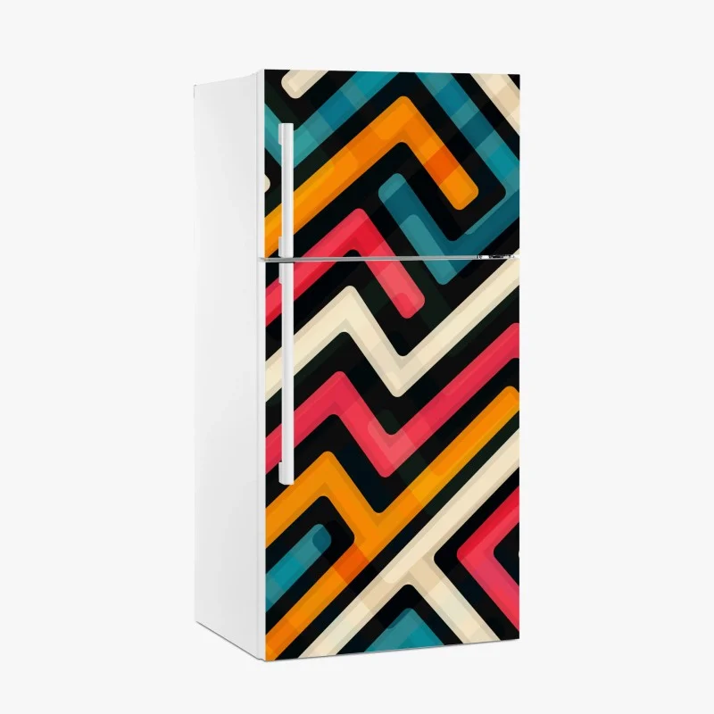 Adesivo per frigorifero motivo geometrico colorato in stile retrò