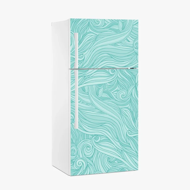 Adesivo per frigorifero motivo onde turchesi per pareti