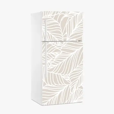 Adesivo per frigorifero motivo foglie beige elegante • Wallissimo®