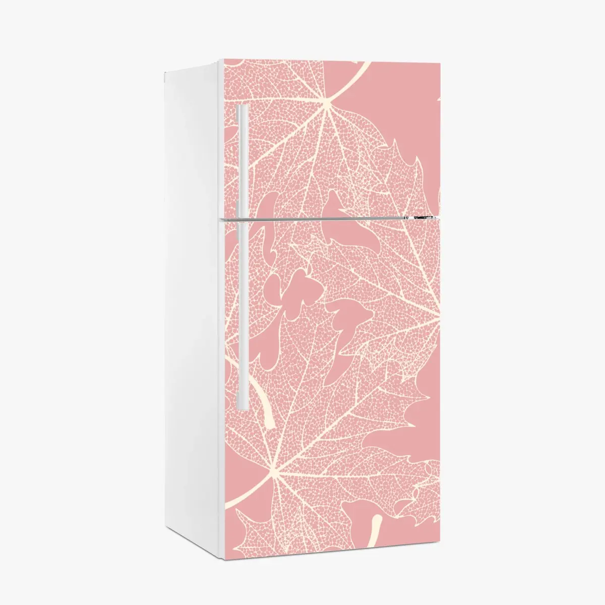 Adesivo per frigorifero motivo foglie scheletrate rosa tenue • Wallissimo®