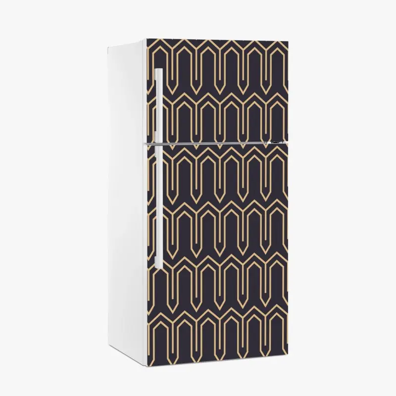 Adesivo per frigorifero motivo geometrico art deco in oro su sfondo scuro