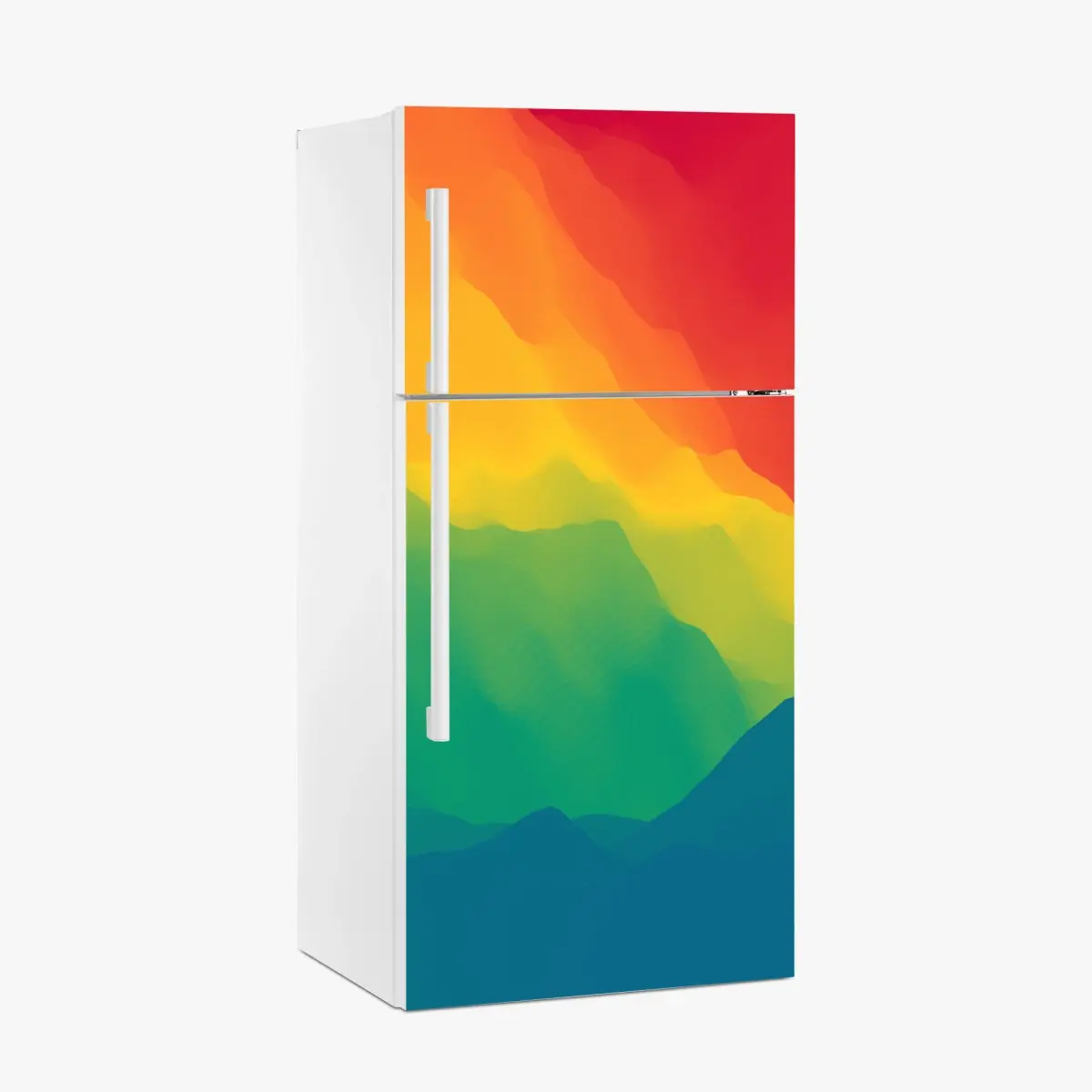 Adesivo per frigorifero paesaggio montano astratto dai colori vibranti • Wallissimo® Adesivo per frigorifero paesaggio montano astratto dai colori vibranti • Wallissimo®
