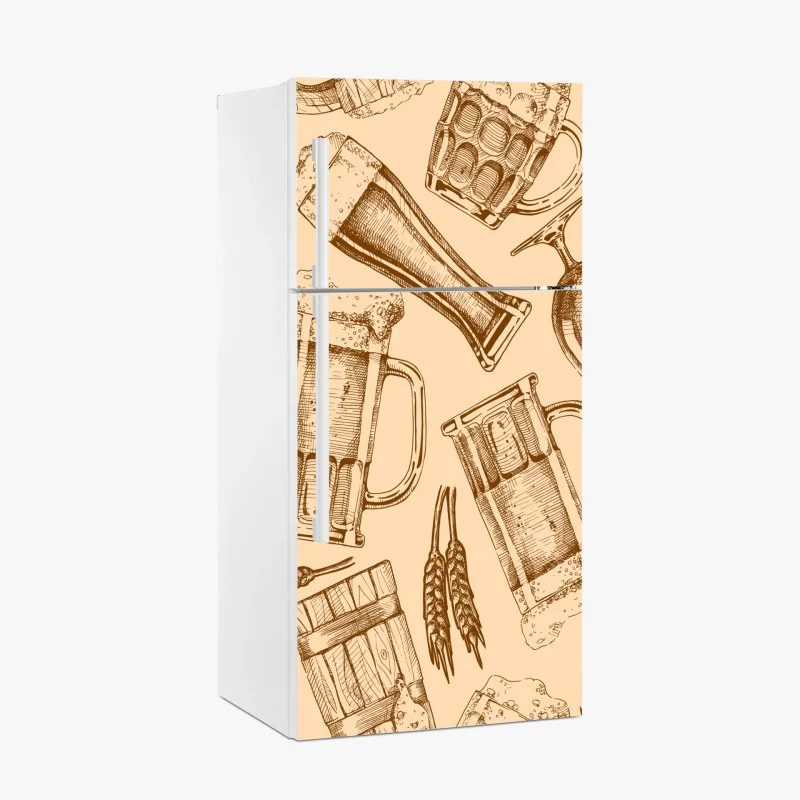 Adesivo per frigorifero motivo birra illustrato in stile vintage