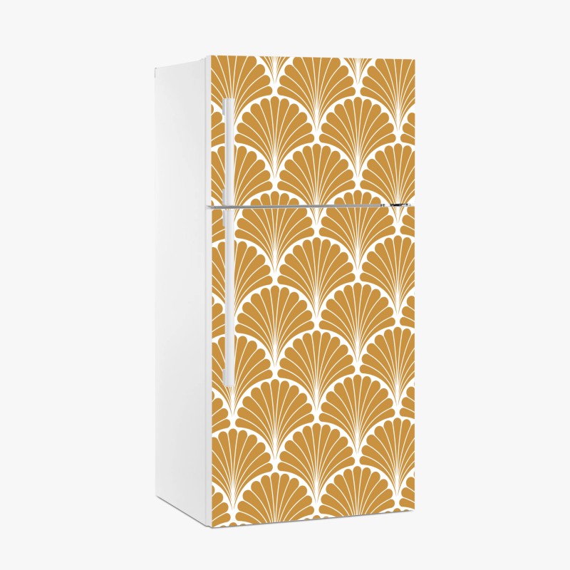 Adesivo per frigorifero elegante motivo art déco a conchiglia oro