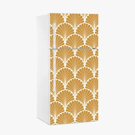 Adesivo per frigorifero elegante motivo art déco a conchiglia oro • Wallissimo®